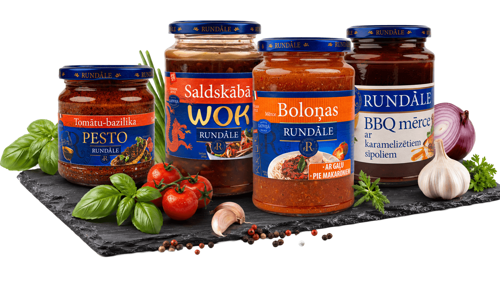 Rundāle produktu izlase ar svaigiem garšaugiem